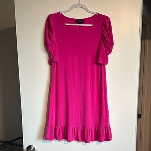 MK Boutique Hot Pink Ruffle Hem Maxi Dress